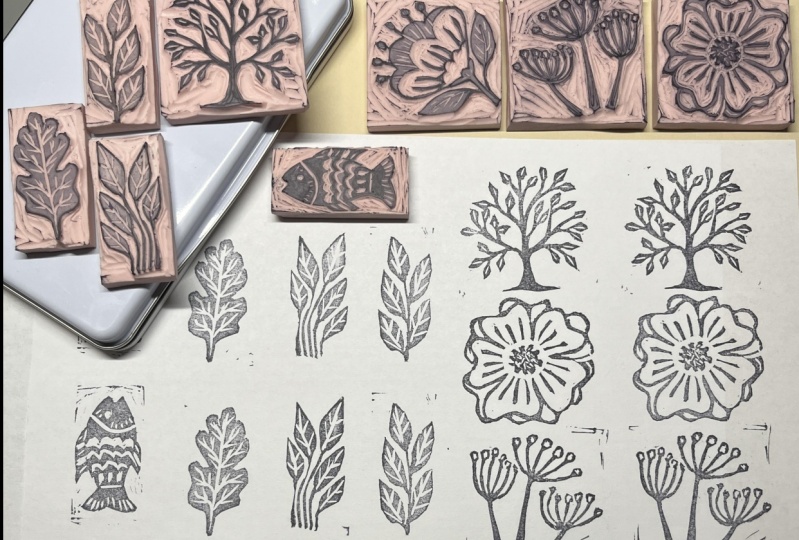 Set of 8 Small Rubber Stamps