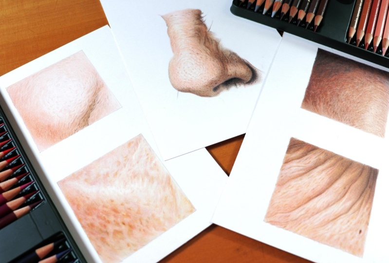 Skin Texture with Colored Pencil