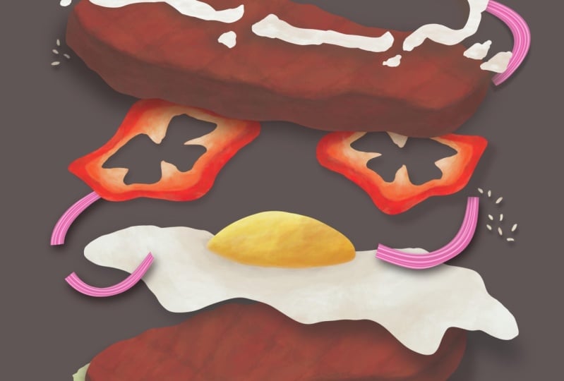 Flying Hamburger in Procreate