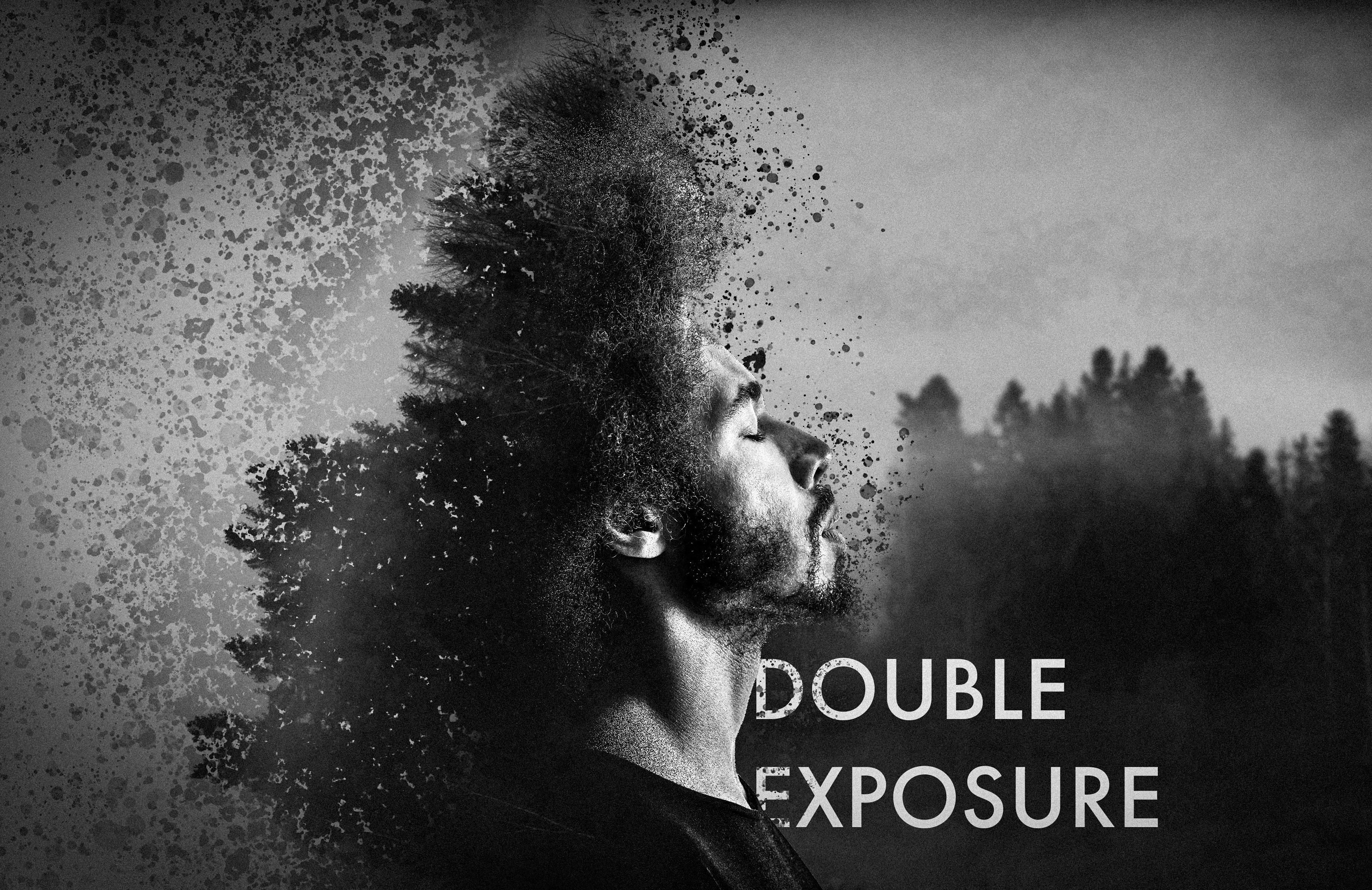 Double exposure and watercolor