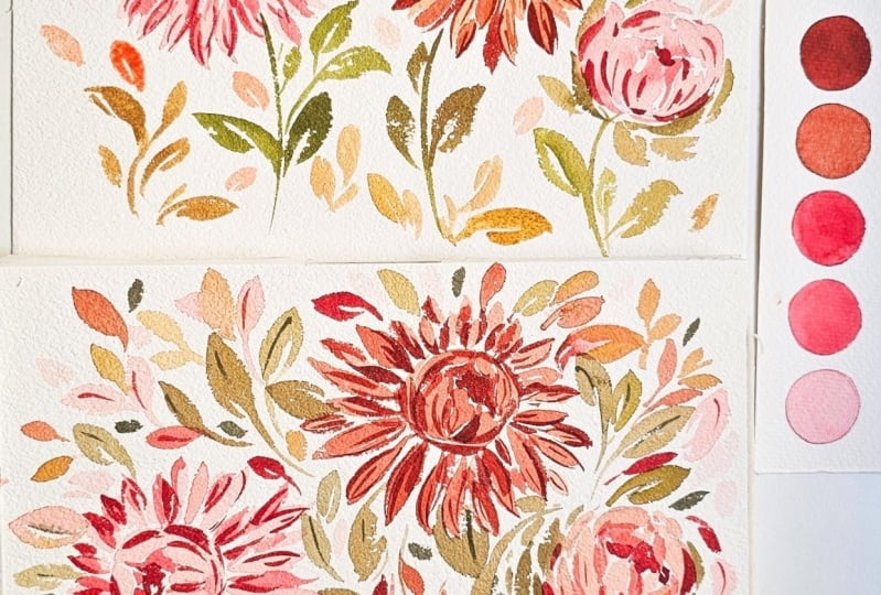 Watercolor Dahlias