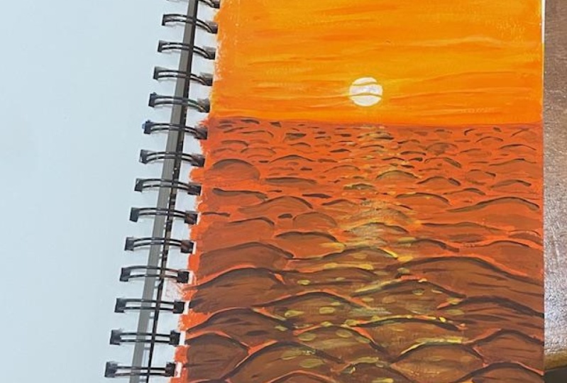 Ocean sunset waves