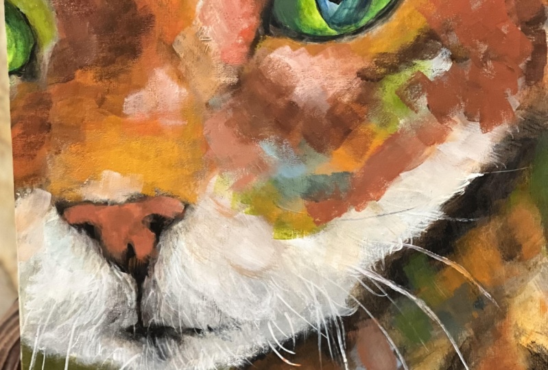 Mosaic Cat in Acrylics