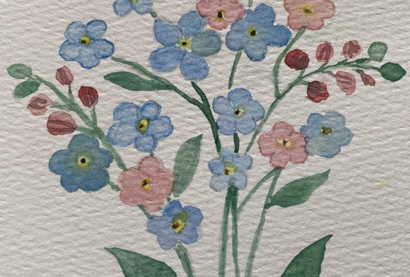 Watercolor forget-me-nots