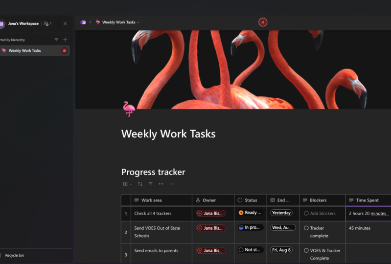 Weekly Work Tasks