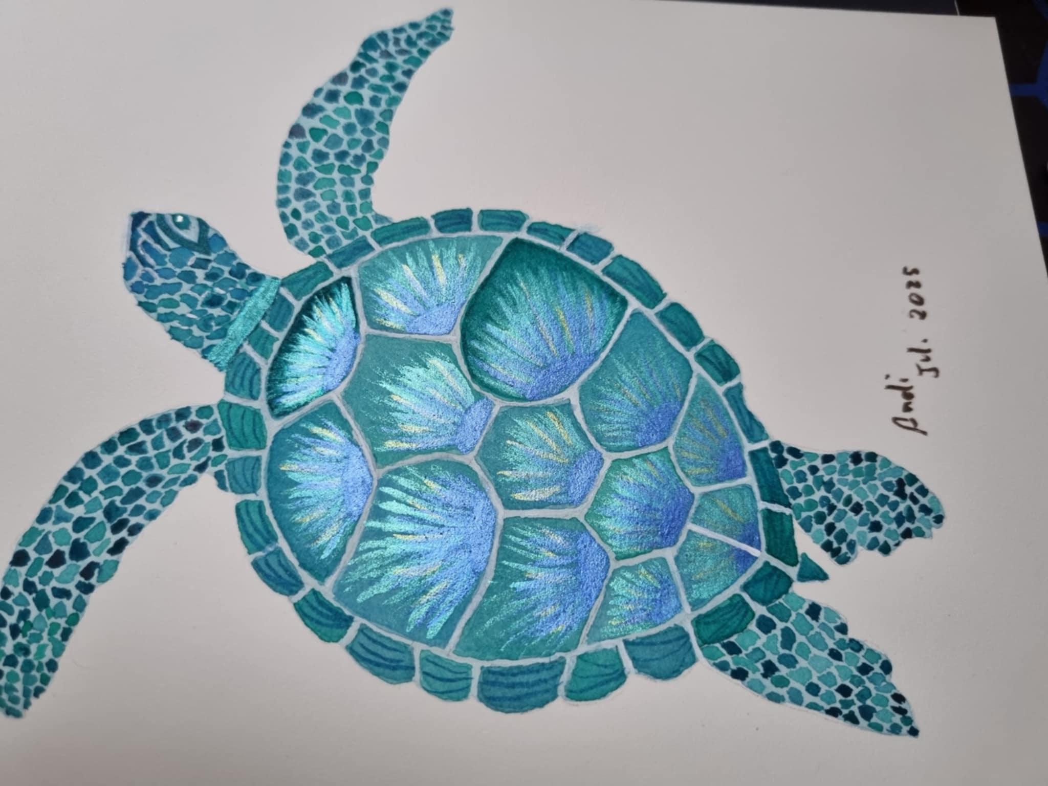 Tortuga de mar en capas