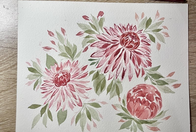 Dahlias in watercolor