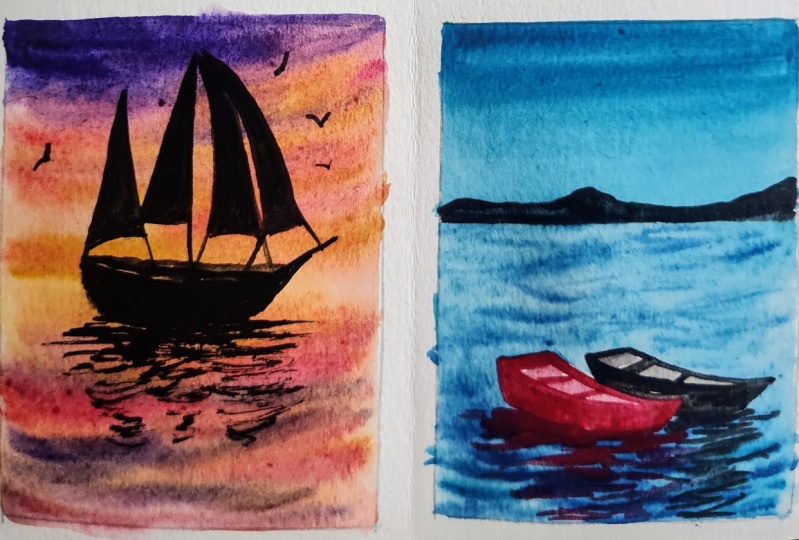 Boats, ripple and reflection with Shalika