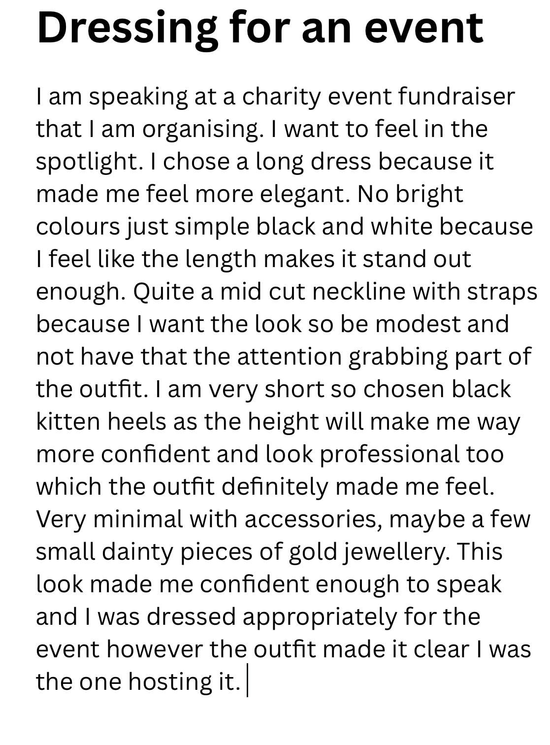 Dressing up for an event - student project