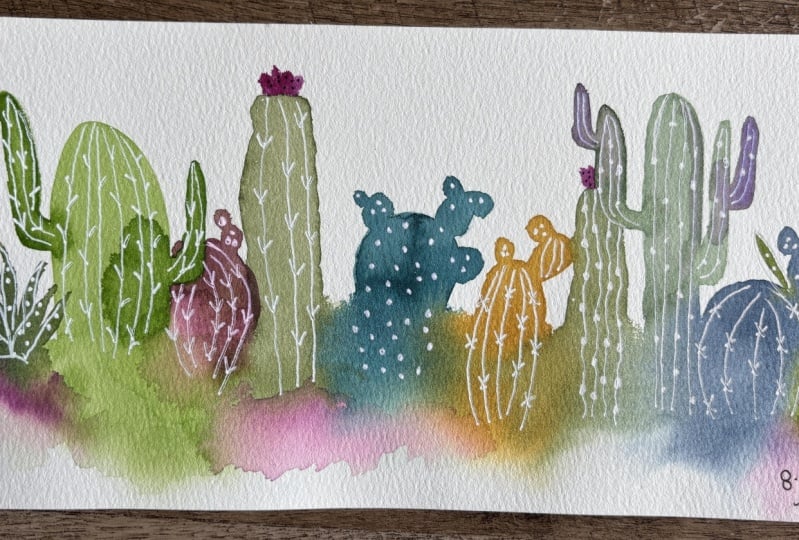 Loose cacti watercolor