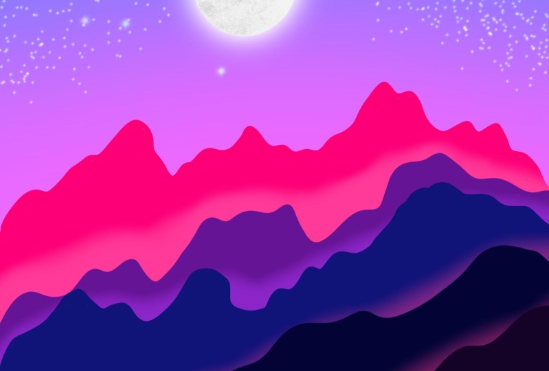 Mountain & moon