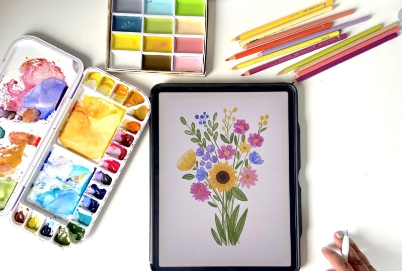 Loose Watercolor Florals in Procreate