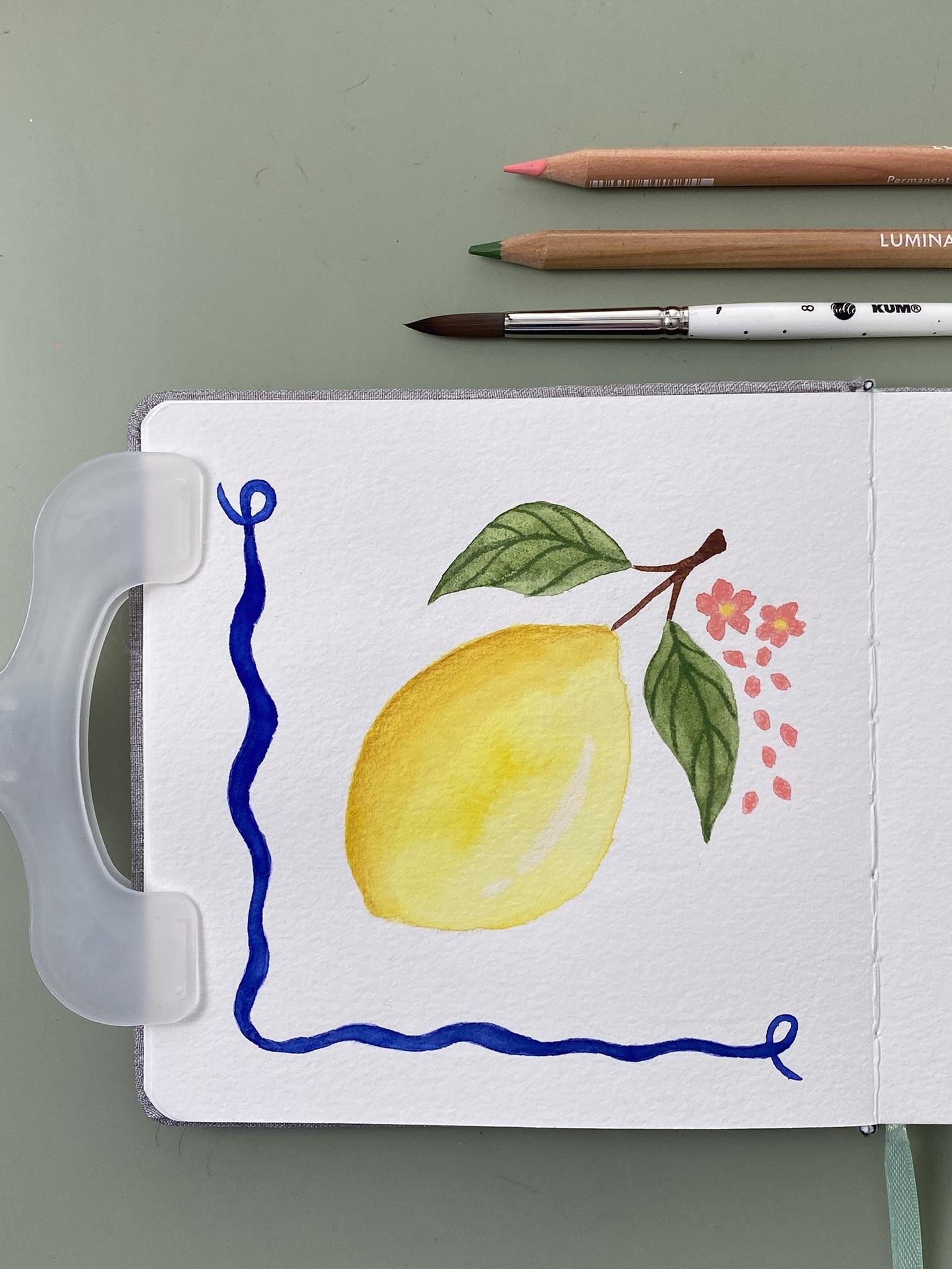 Summer Watercolour Lemon - student project