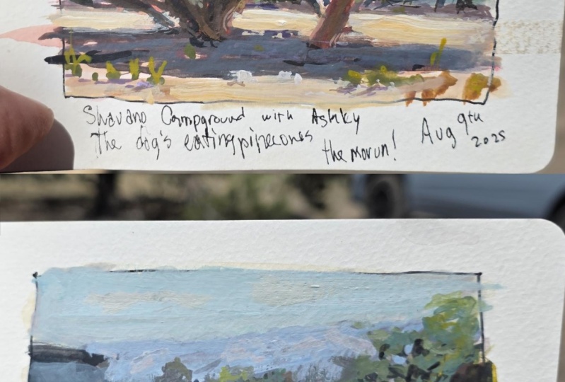 Painting in Colorado using the exact gouache/watercolor setup