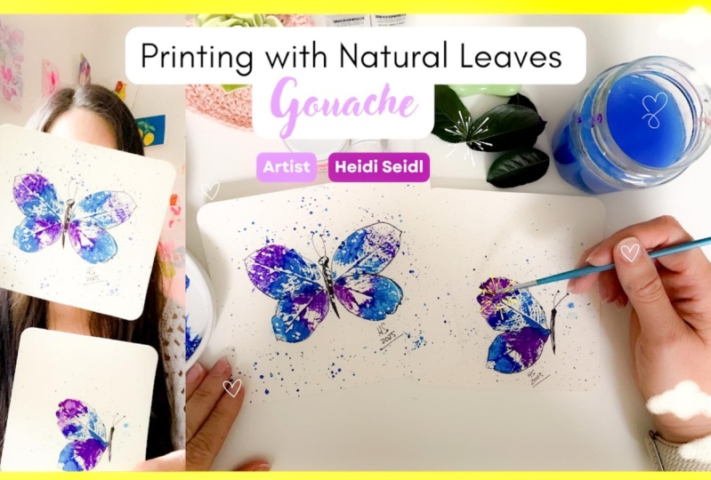 SAMPLE PROJECT: Butterfly printed with natural leaves and Gouache