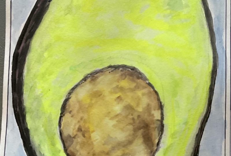 Realistic Watercolor Avocado