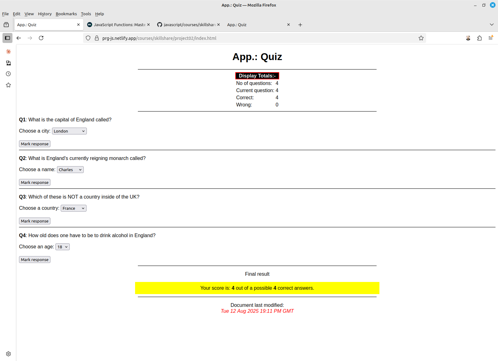 Javscript Functions Project 01 - student project