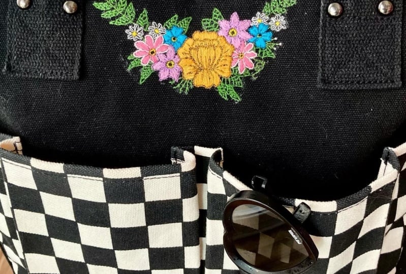 Floral Checkered Bag