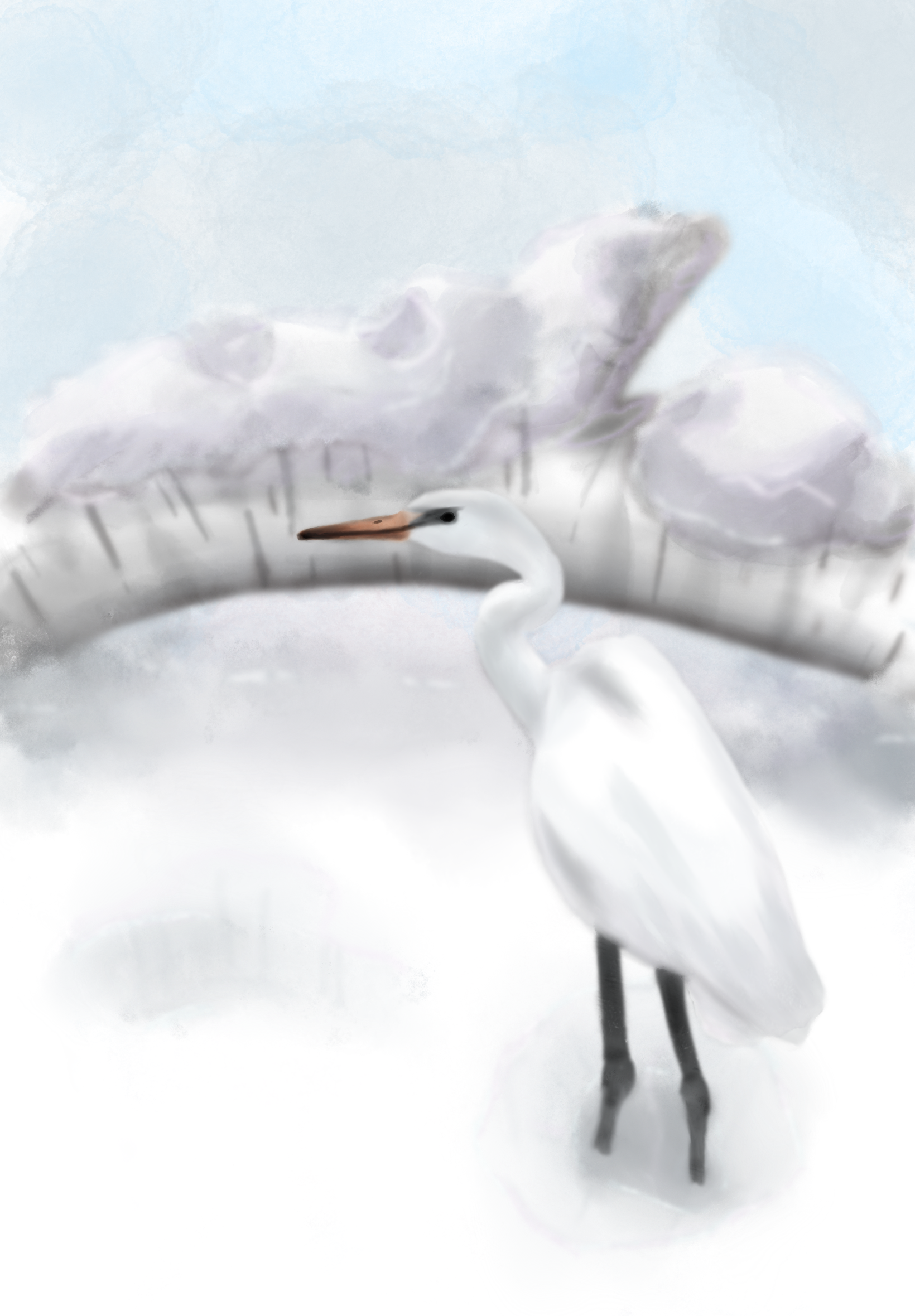 Heron in the snow - student project