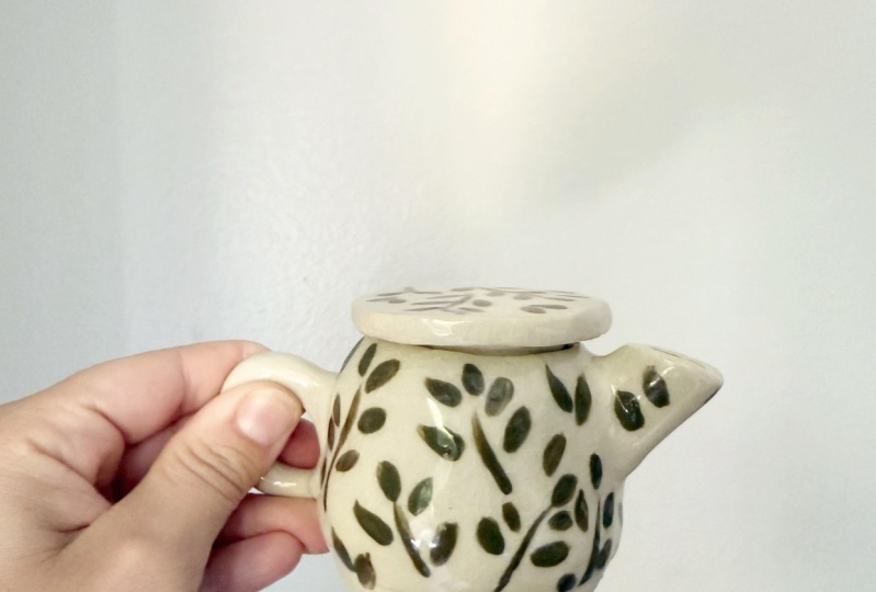 Hand built tea pot