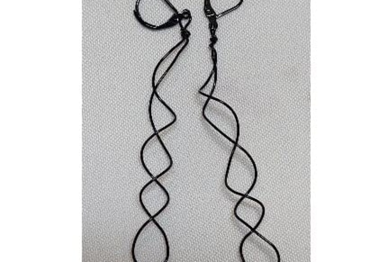 Black Corkscrew Earrings