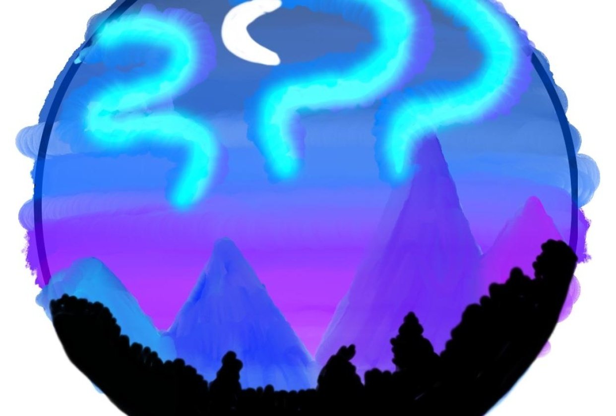 Drawing a Snowy Mountain in a Night Sky