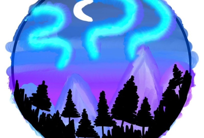 Drawing a Snowy Mountain in a Night Sky