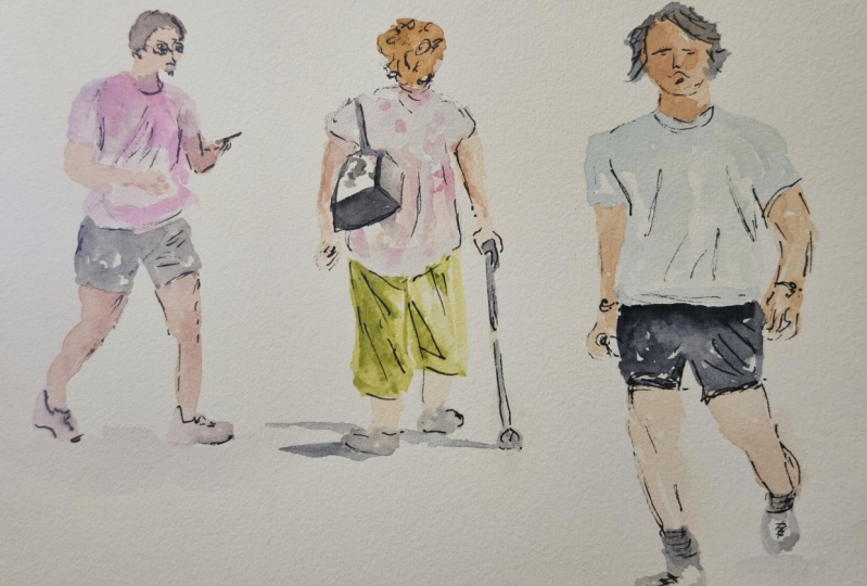 People sketches wc and pen