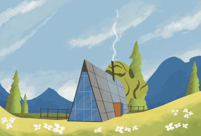 Scenic Mountain w/ Cabin in Procreate