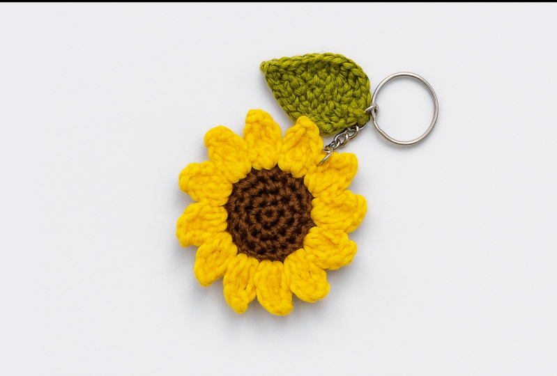 Crochet Sunflower Keychain