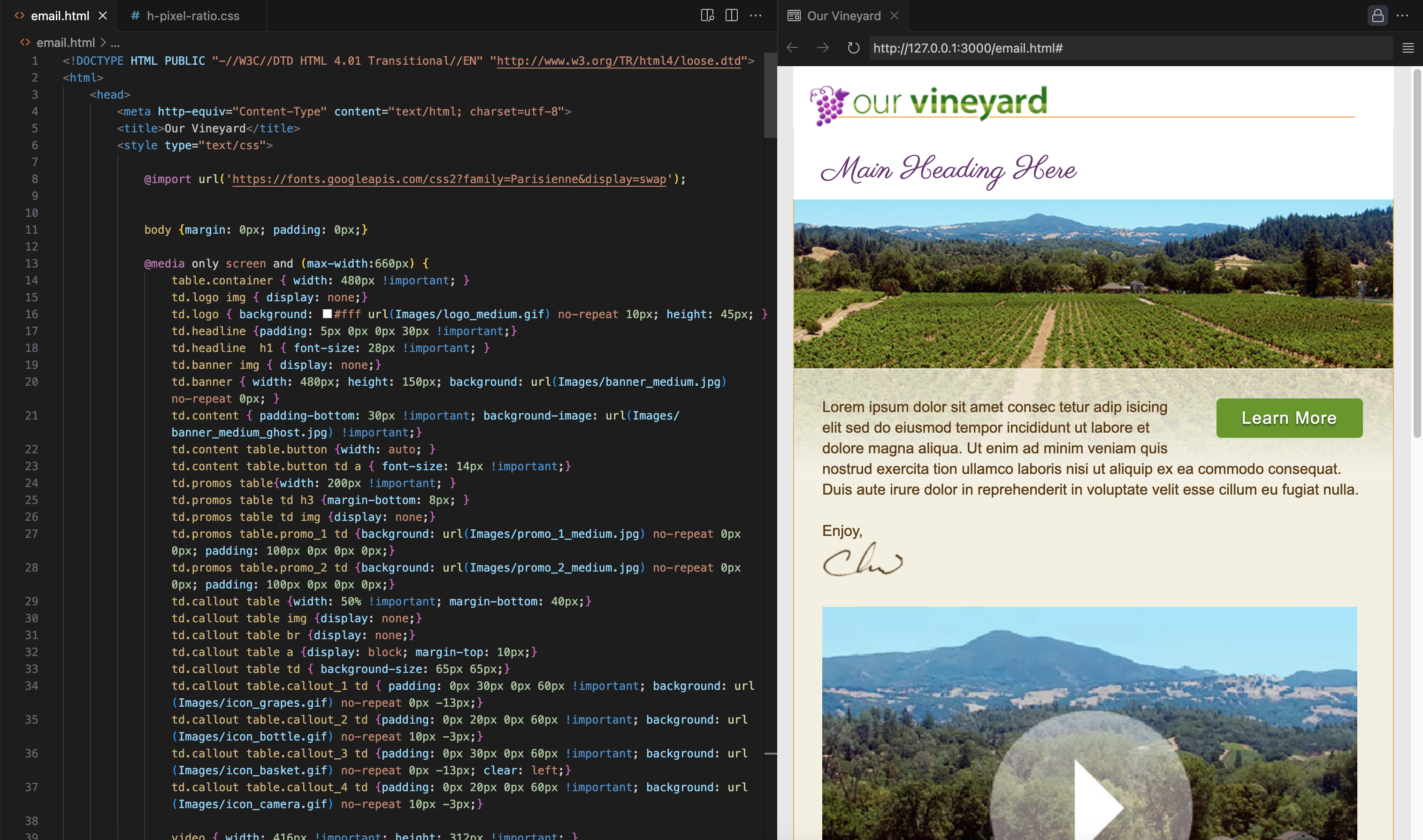 Responsive Email Class Project - student project