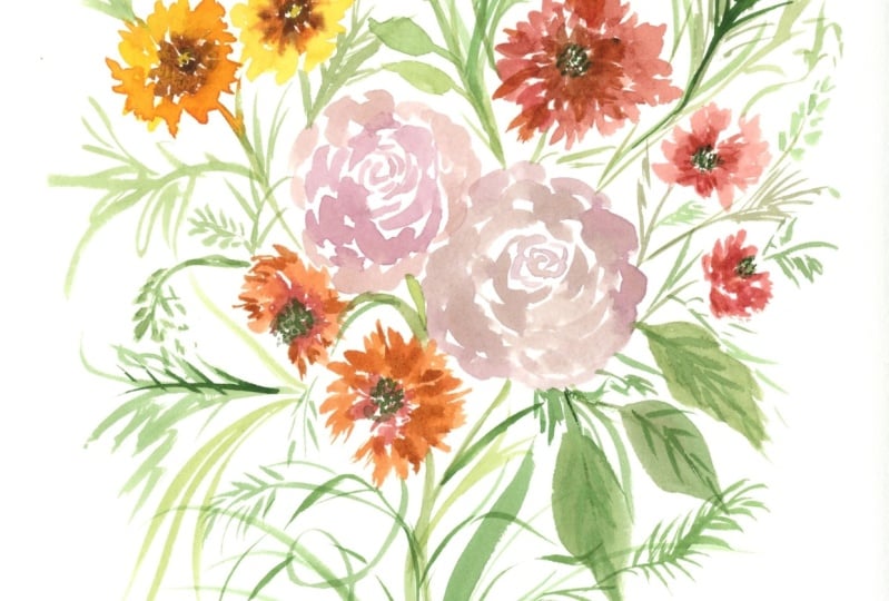 Loose Fall Watercolor Floras