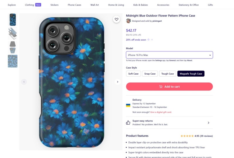 Midnight Blue Outdoor Flower Pattern