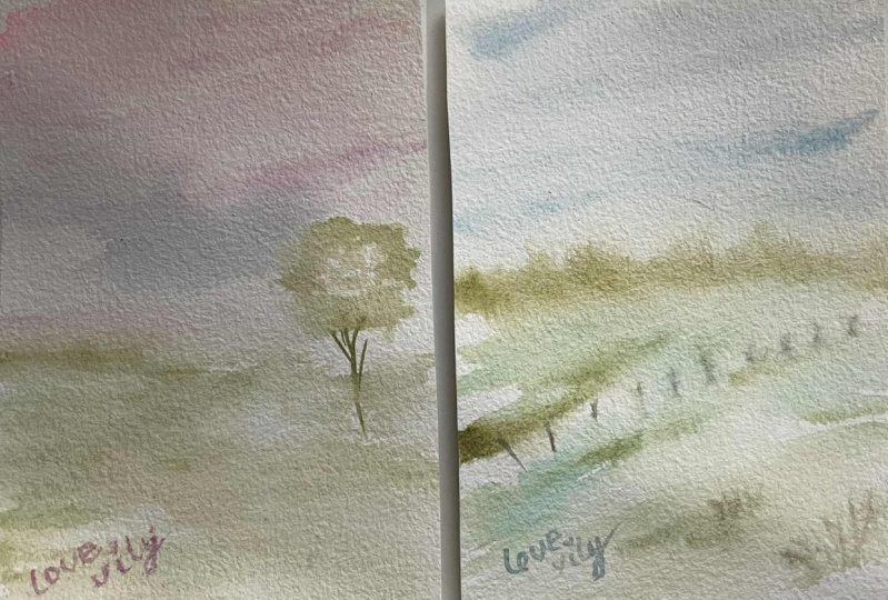 lanscape watercolors in four seasons