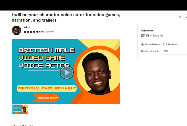 Akin Abisogun Video Game Fiverr Gig