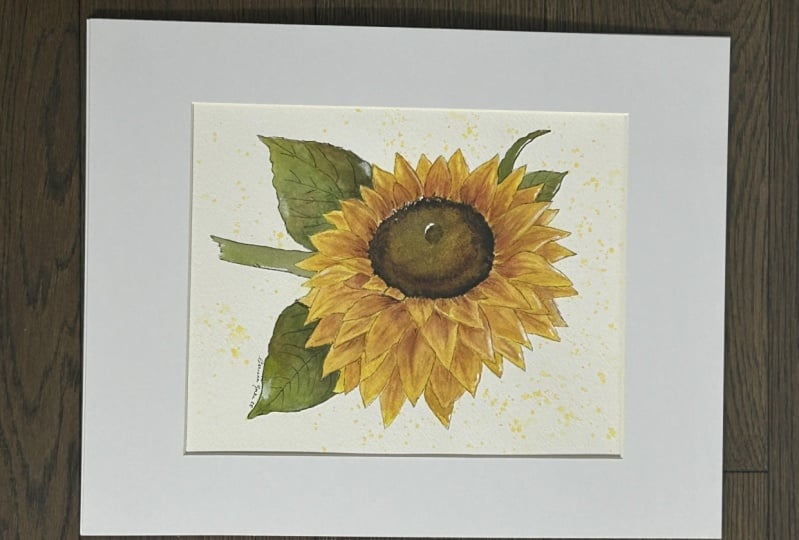 Sunflower with Watercolour