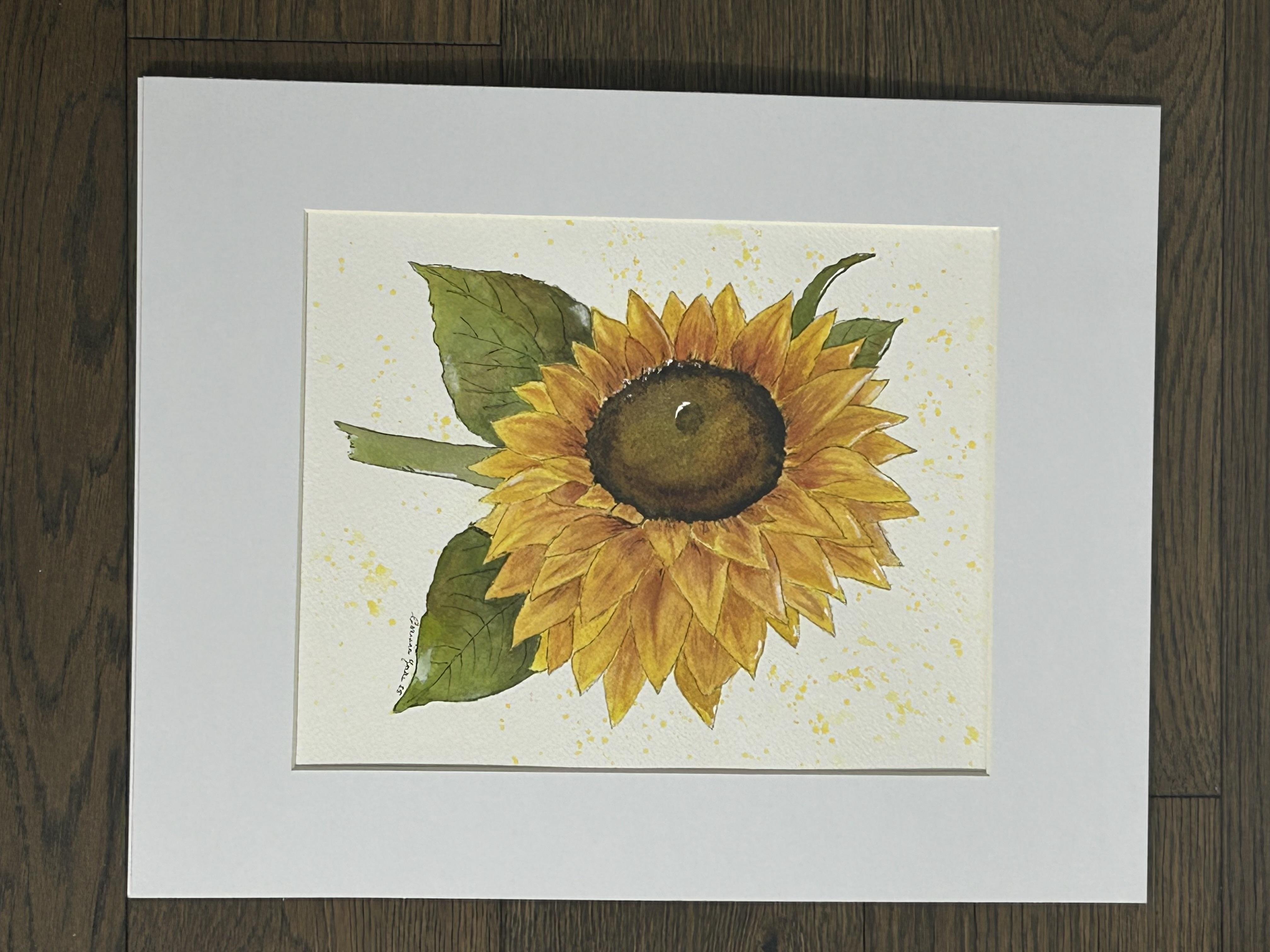Sunflower with Watercolour - student project