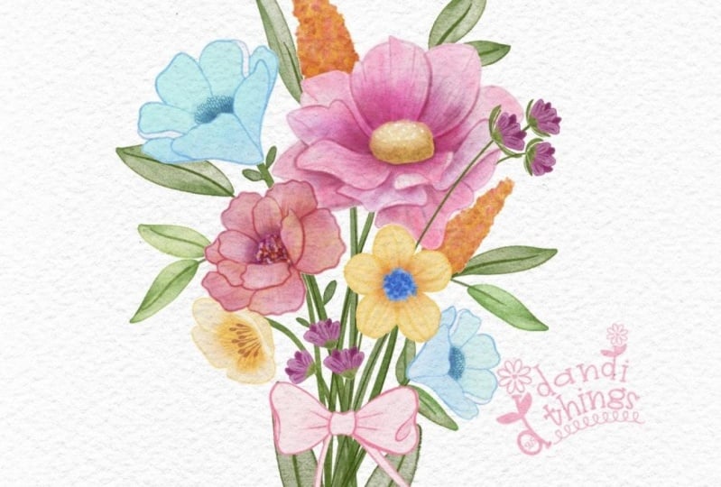 Flirty Floral Watercolor Bouquet