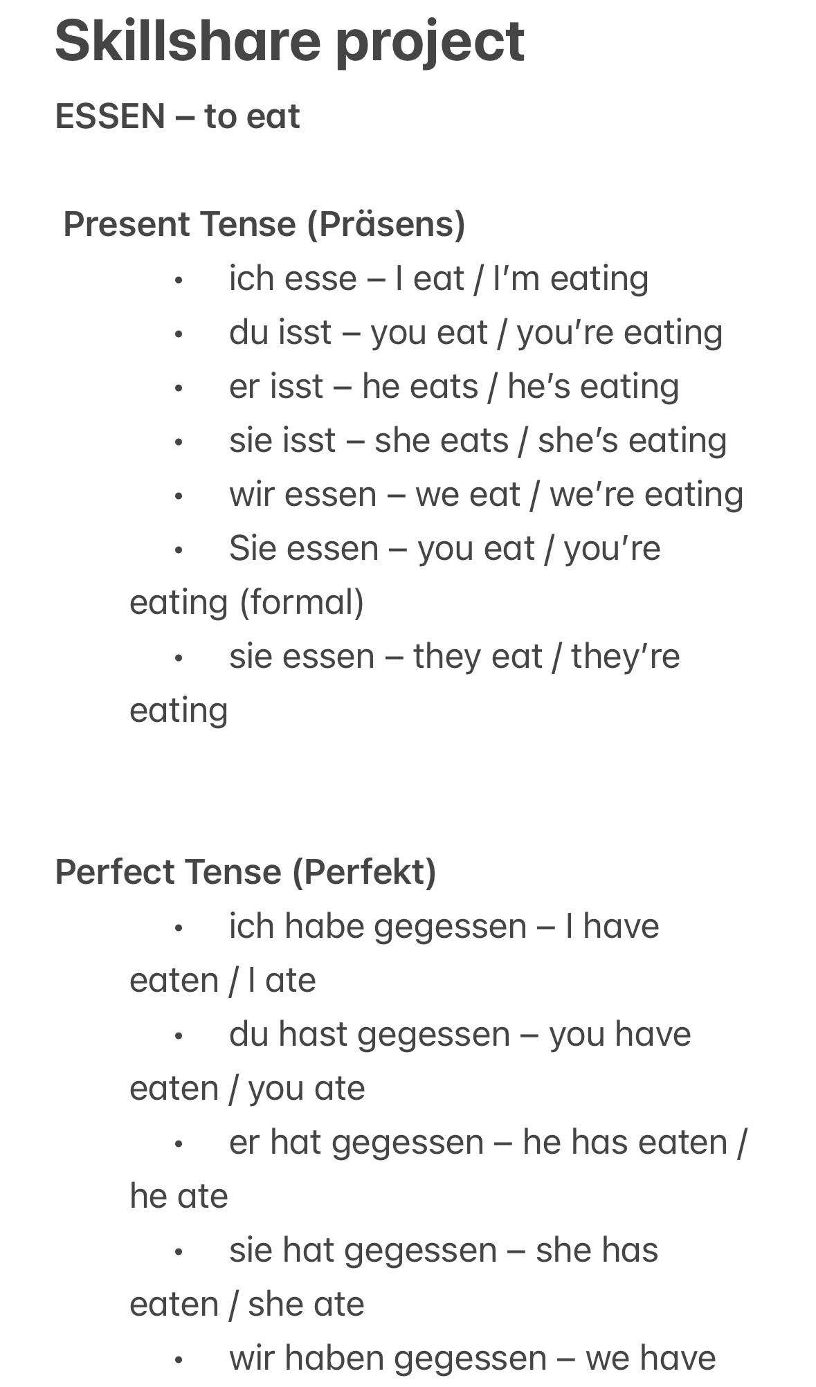 Verb project - student project