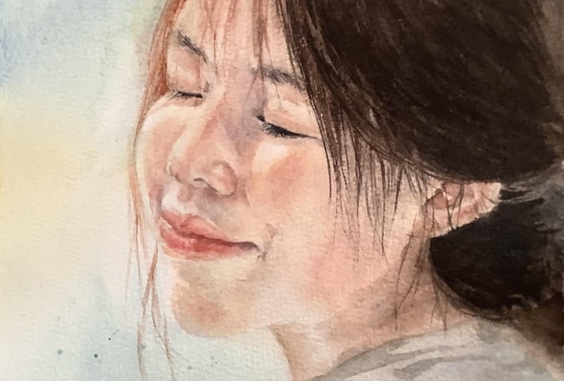 Delicate watercolor portrait