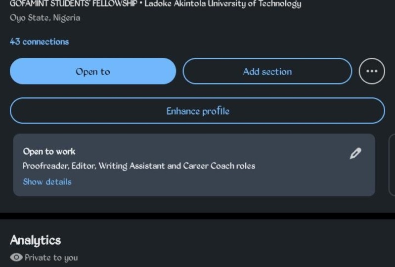 LinkedIn profile creation