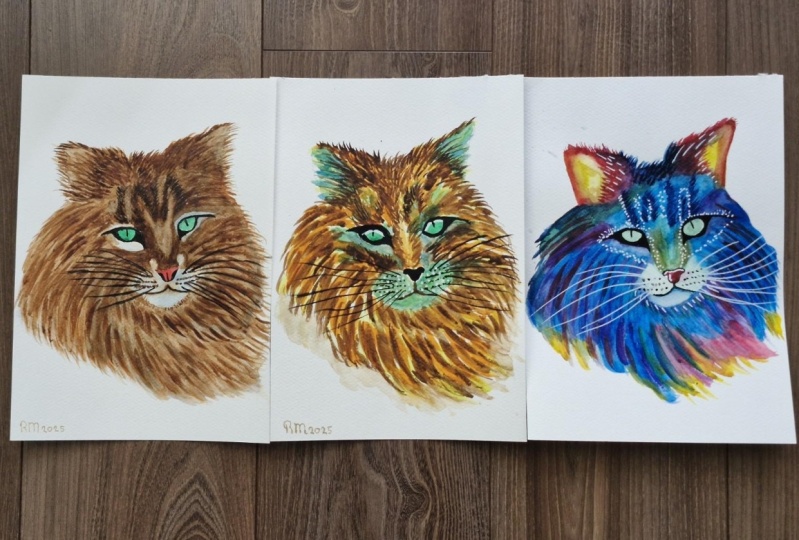 cat watercolor painting