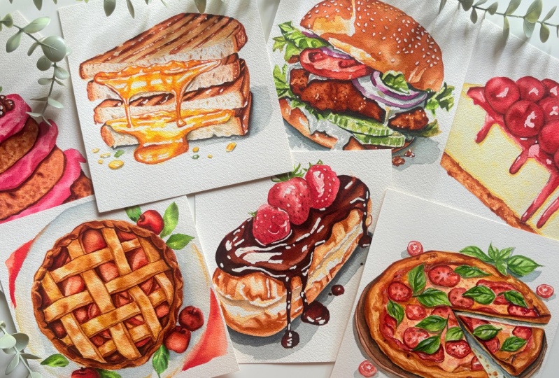 Food Illustrations with Watercolors