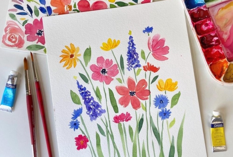 Watercolor Wildflower Meadow