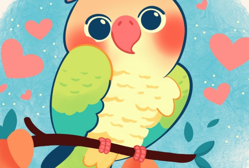 Kawaii Parrot Illustration