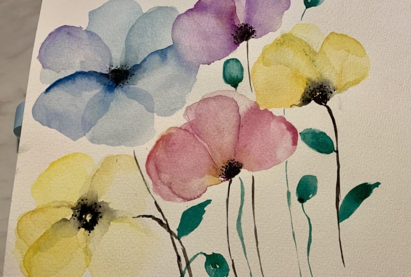 Layered watercolor floral