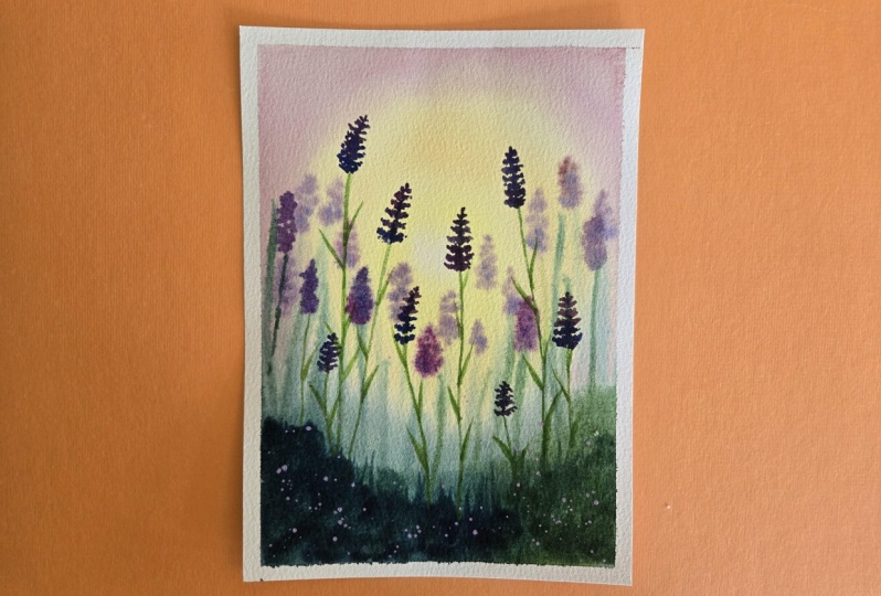Watercolor Lavender in the evening sun