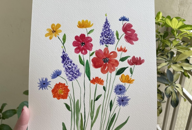 Watercolour wildflower meadow