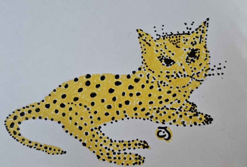 Dotted cat -Y Kusama inspired