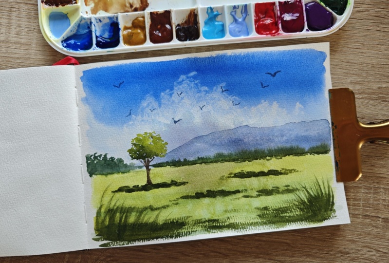 Loose watercolor landscape